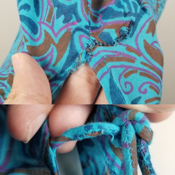 Cleobella Blue Bria Zuri Block Print Kaftan Midi Dress No Belt Size XS *Damaged - Picture 16 of 16